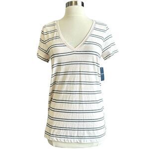 NWT Lucky Brand Striped V-neck Short Sleeve T-shirt